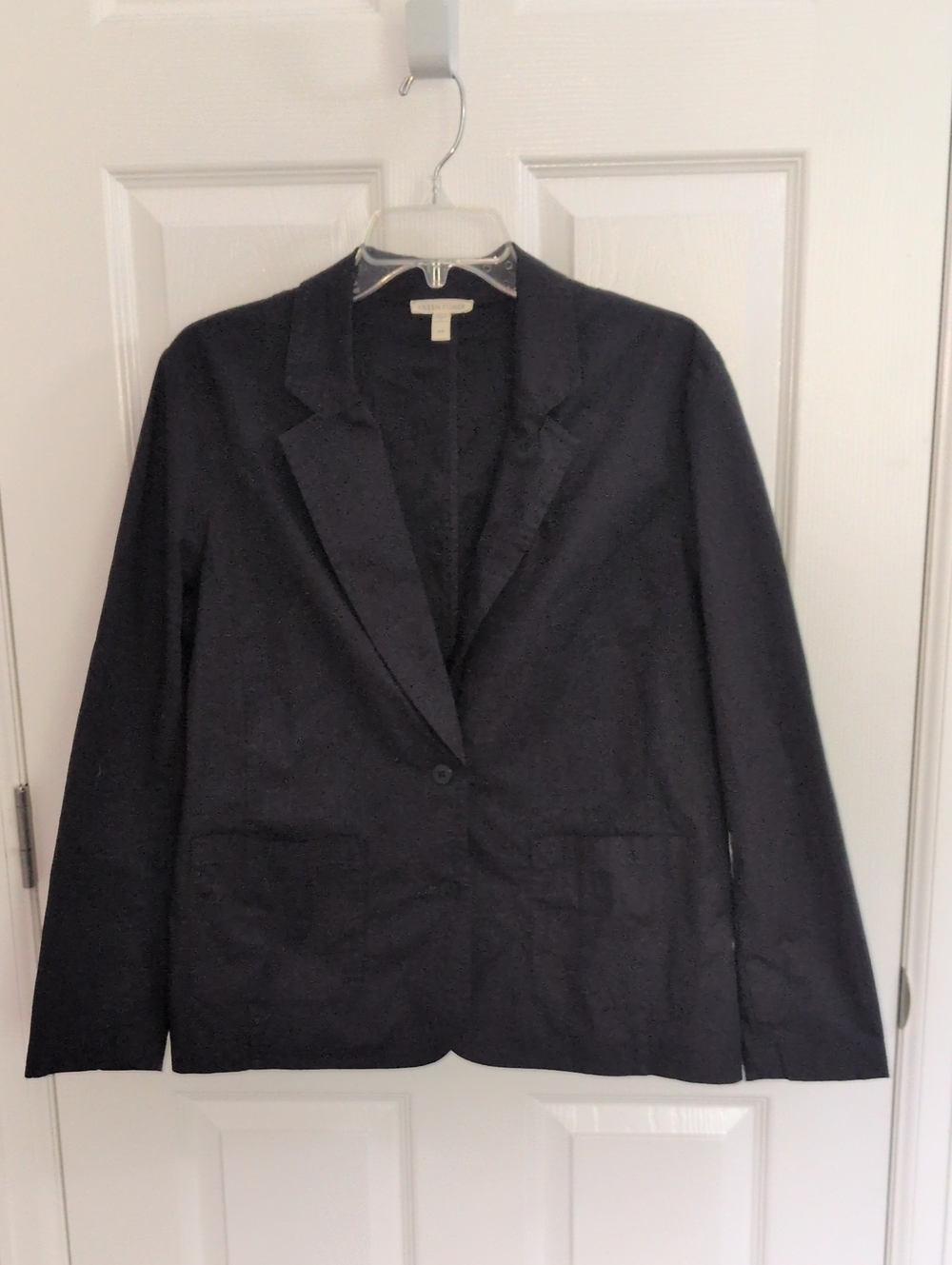 Eileen Fisher Black Lightweight Two Button Blazer - Organic Cotton - M